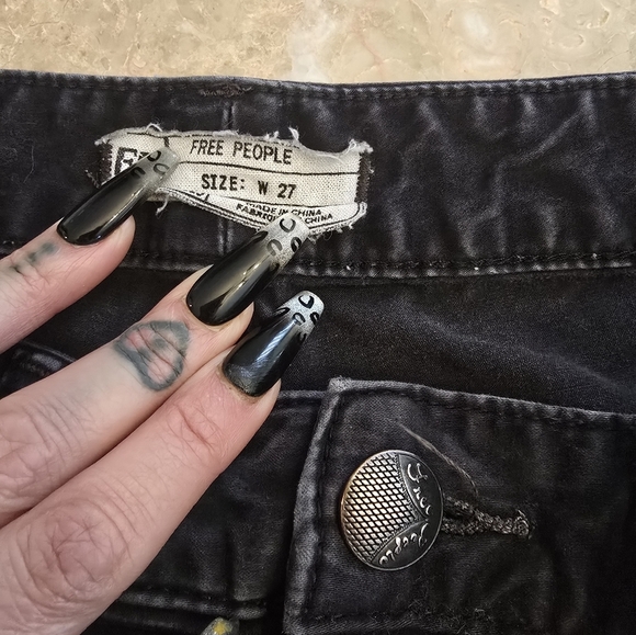 Free People Black Skinny Pants With Zippers Sz 27 - Picture 2 of 5